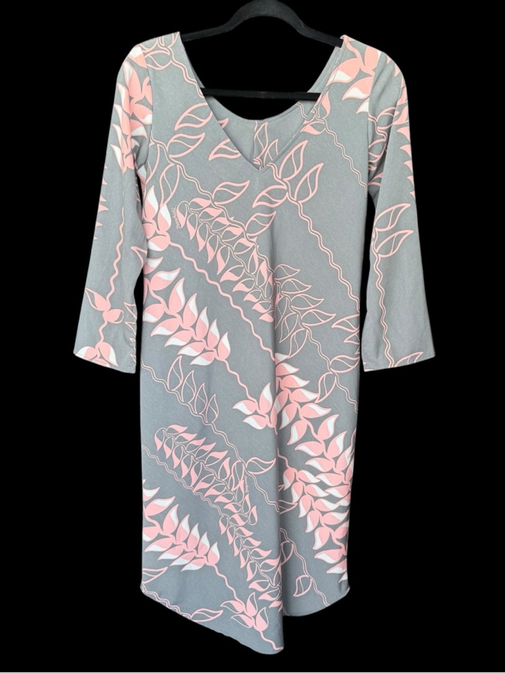 Manuhealii shirt dress long sleeve curved hem polyester XS
